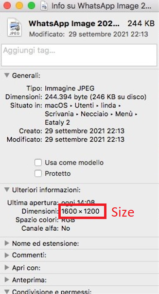 Nitemus - Info customization - Size (MAC)