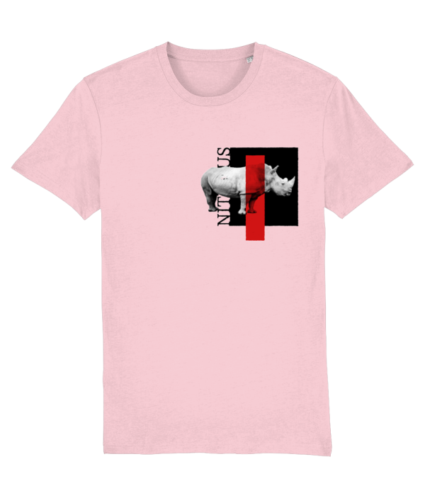 NITEMUS - Unisex T-shirt - White rhino – Cotton pink – from size 2XS to size 5XL