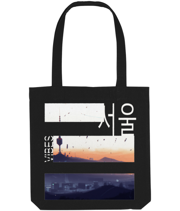 NITEMUS - Bevel Tote Bag - #SeoulVibes – Black - 39X37