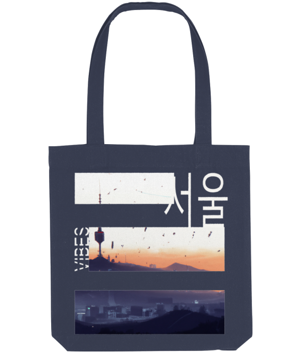 NITEMUS - Bevel Tote Bag - #SeoulVibes – Midnight Blue - 39X37