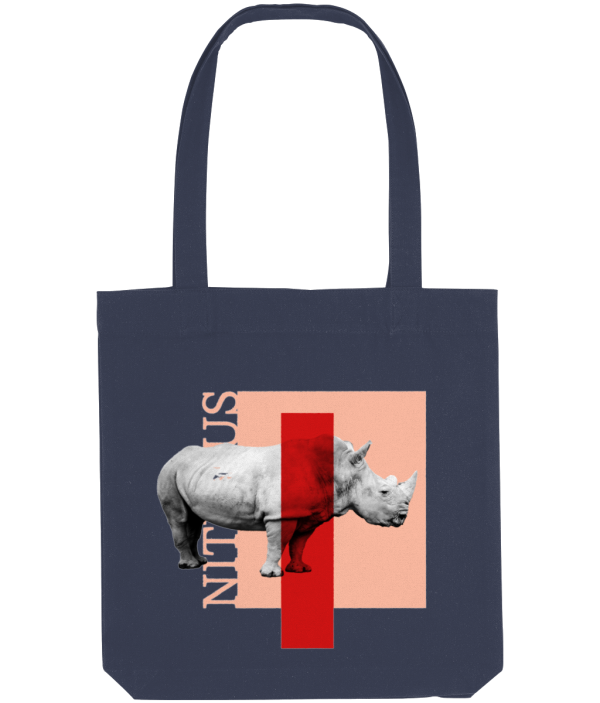 NITEMUS - Bevel Tote Bag - White rhino – Midnight Blue - 39X37