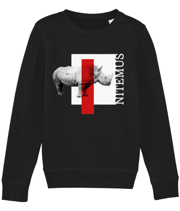 NITEMUS - Kids – Sweatshirt – White Rhino – Black – from 3 years old to 14 years old