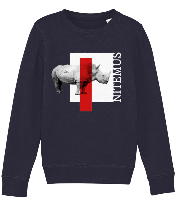 NITEMUS - Kids – Sweatshirt – White Rhino – French Navy – from 3 years old to 14 years old
