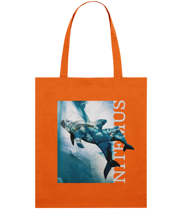 NITEMUS - Squared Tote Bag – Blue vaquita – Bright Orange - 42x37
