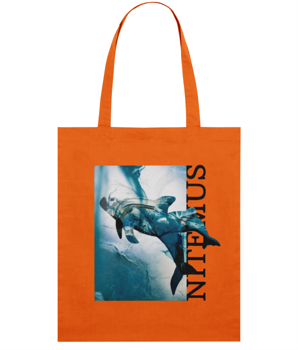 NITEMUS - Squared Tote Bag – Blue vaquitas – Bright Orange - 42x37