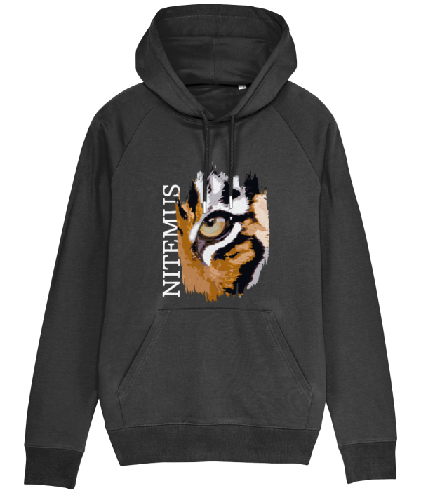 NITEMUS - Unisex - Raglan Sleeves Hoodie - Sunda Tiger - Black – from size S to size 2XL