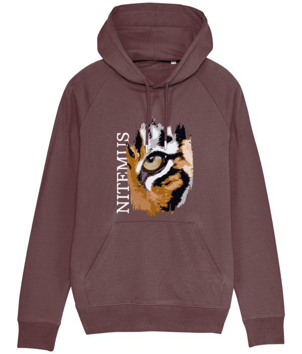 NITEMUS - Unisex - Raglan Sleeves Hoodie - Sunda Tiger - Burgundy – from size S to size 2XL