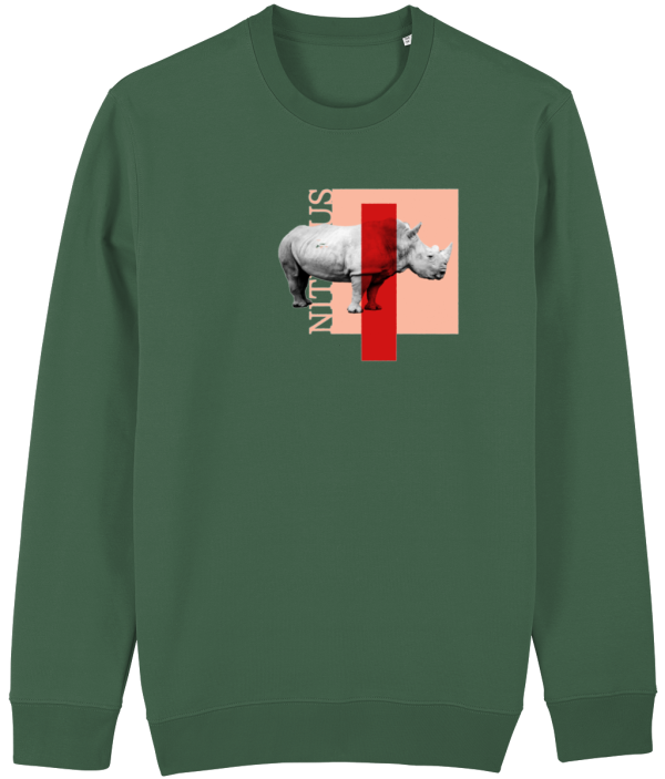 NITEMUS – Unisex – Sweatshirt – White Rhino – Bottle Green – from size 2XS to size 4XL