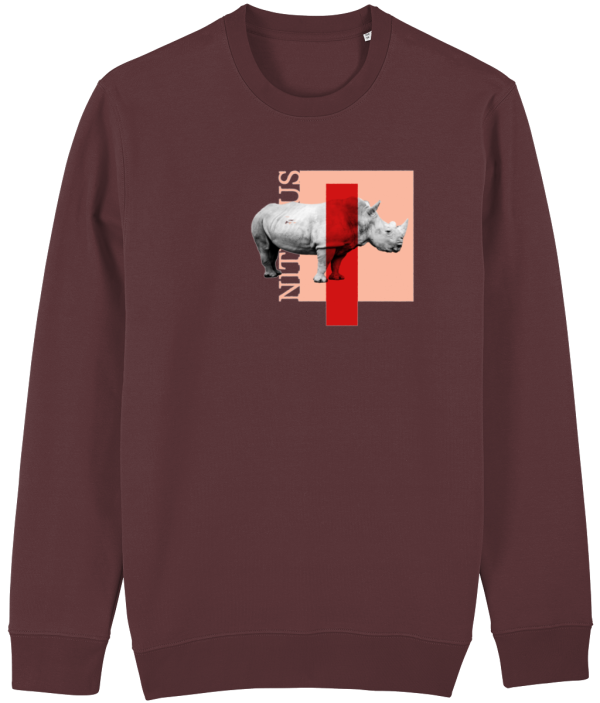 NITEMUS – Unisex – Sweatshirt – White Rhino – Burgundy – from size 2XS to size 4XL