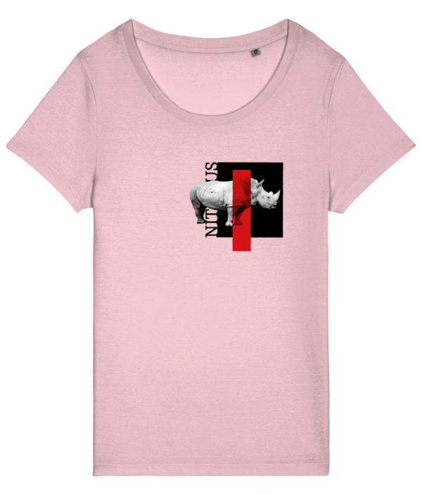 NITEMUS – Woman – T-shirt – White Rhino – Cotton Pink - from size XS to size 2XL