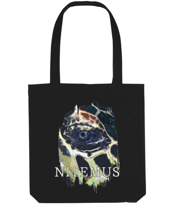 NITEMUS - Bevel Tote Bag - Hawksbill Sea Turtle – Black – 39X37cm