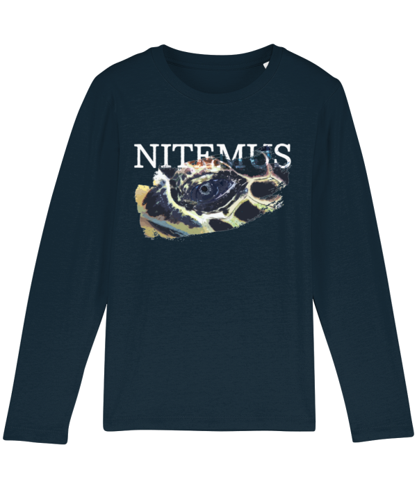 NITEMUS - Kids - Long sleeves - Hawksbill Sea Turtle - French Navy – from 3 years old to 14 years old