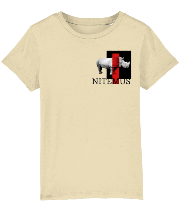 NITEMUS - Kids - T-shirt – White Rhino - Butter – from 3 years old to 14 years old