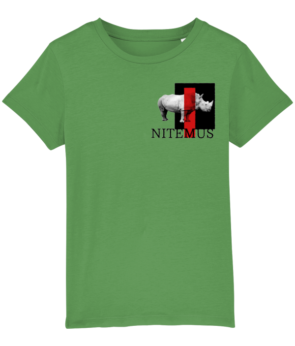 NITEMUS - Kids - T-shirt – White Rhino - Fresh Green – from 3 years old to 14 years old