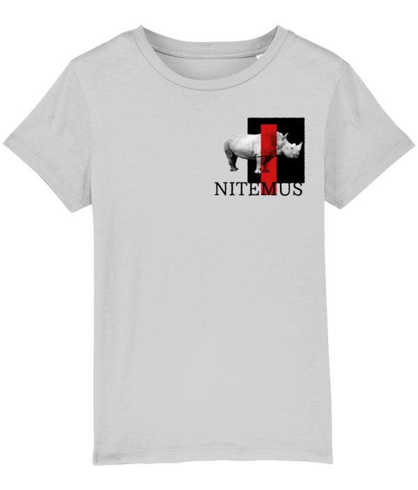 NITEMUS - Kids - T-shirt – White Rhino - Heather Grey – from 3 years old to 14 years old