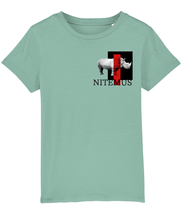 NITEMUS - Kids - T-shirt – White Rhino - Mid Heather Green – from 3 years old to 14 years old