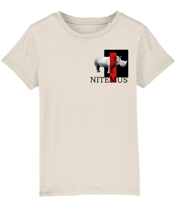 NITEMUS - Kids - T-shirt – White Rhino - Natural Raw – from 3 years old to 14 years old