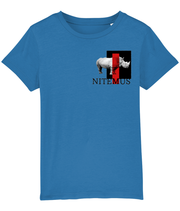 NITEMUS - Kids - T-shirt – White Rhino - Royal Blue – from 3 years old to 14 years old