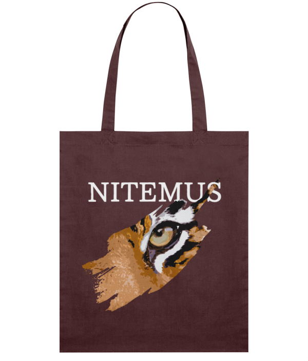 NITEMUS - Squared Tote Bag – Sunda Tiger – Burgundy - 42x37cm