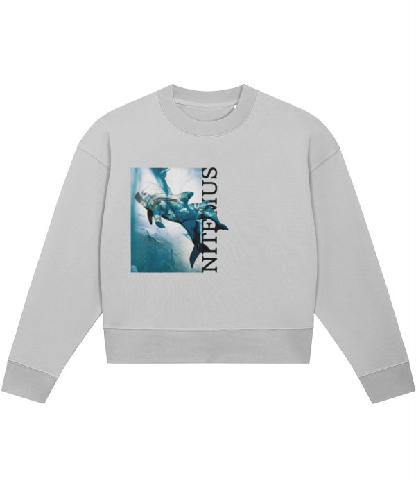 NITEMUS - Woman - Cropped Sweatshirt - Blue Vaquitas - Heather Grey - from size XS to size 2XL