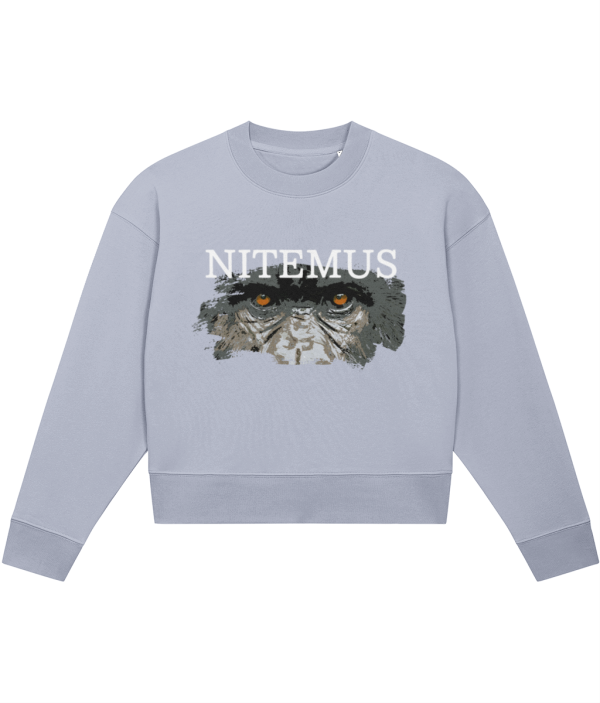 NITEMUS - Woman - Cropped Sweatshirt - Cross River Gorilla - Serene Blue - from size XS to size 2XL