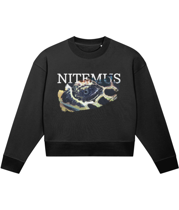 NITEMUS - Woman - Cropped Sweatshirt - Hawksbill Sea Turtle - Black - from size XS to size 2XL