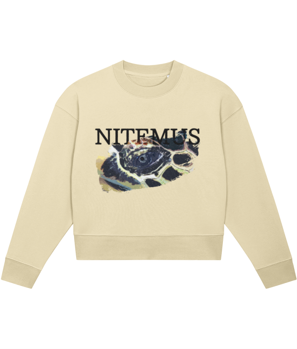NITEMUS - Woman - Cropped Sweatshirt - Hawksbill Sea Turtle - Butter - from size XS to size 2XL