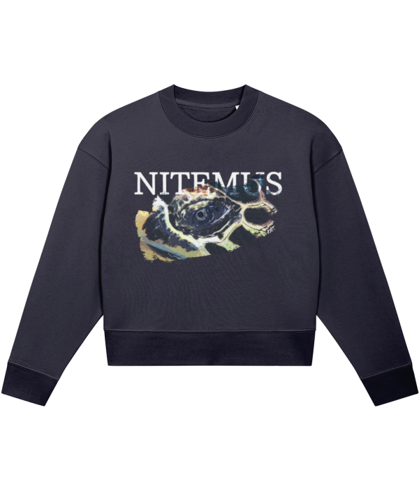 NITEMUS - Woman - Cropped Sweatshirt - Hawksbill Sea Turtle - French Navy - from size XS to size 2XL