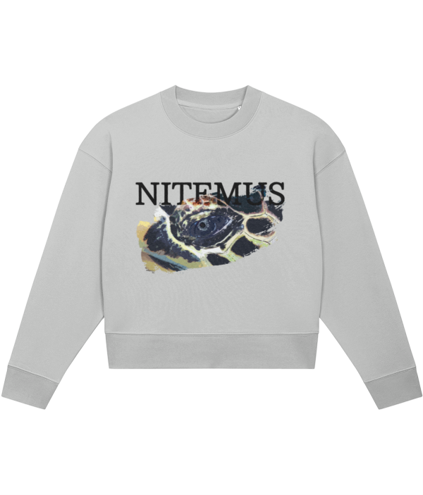 NITEMUS - Woman - Cropped Sweatshirt - Hawksbill Sea Turtle - Heather Grey - from size XS to size 2XL