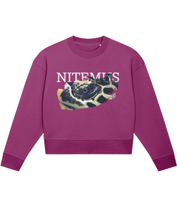NITEMUS - Woman - Cropped Sweatshirt - Hawksbill Sea Turtle - Orchid Flower - from size XS to size 2XL