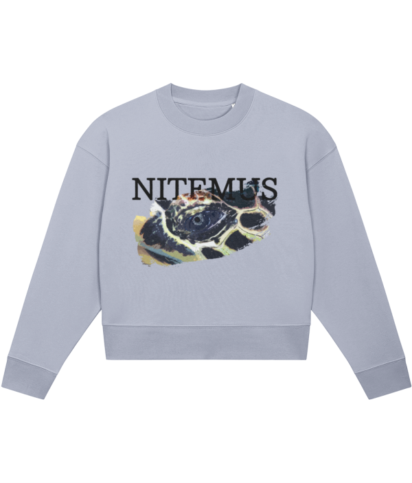 NITEMUS - Woman - Cropped Sweatshirt - Hawksbill Sea Turtle - Serene Blue - from size XS to size 2XL