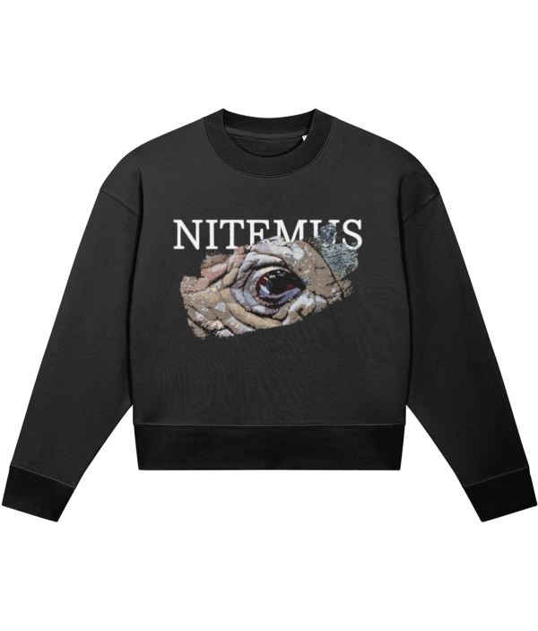 NITEMUS - Woman - Cropped Sweatshirt - Sumatran Rhino - Black - from size XS to size 2XL