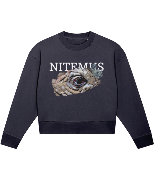 NITEMUS - Woman - Cropped Sweatshirt - Sumatran Rhino - French Navy - from size XS to size 2XL