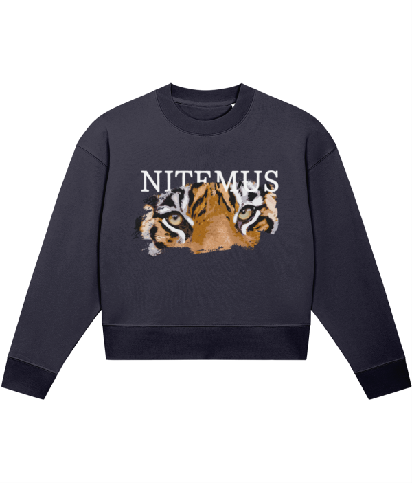 NITEMUS - Woman - Cropped Sweatshirt - Sunda Tiger - French Navy - from size XS to size 2XL