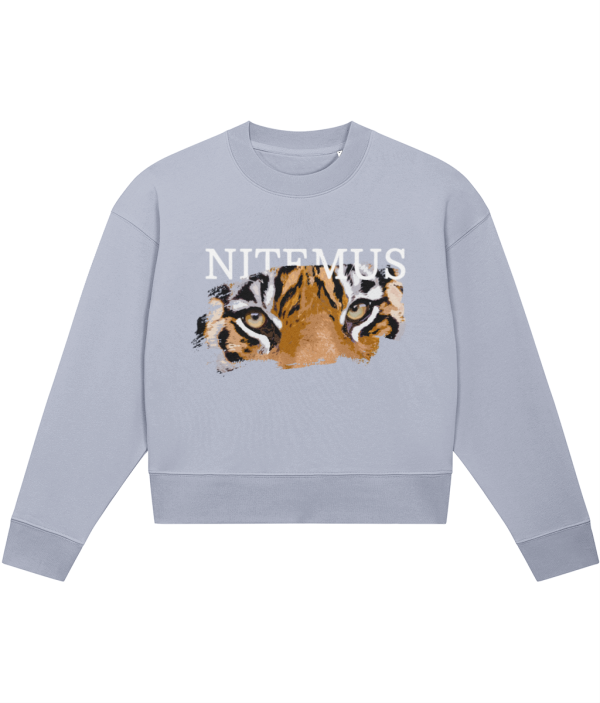 NITEMUS - Woman - Cropped Sweatshirt - Sunda Tiger - Serene Blue - from size XS to size 2XL