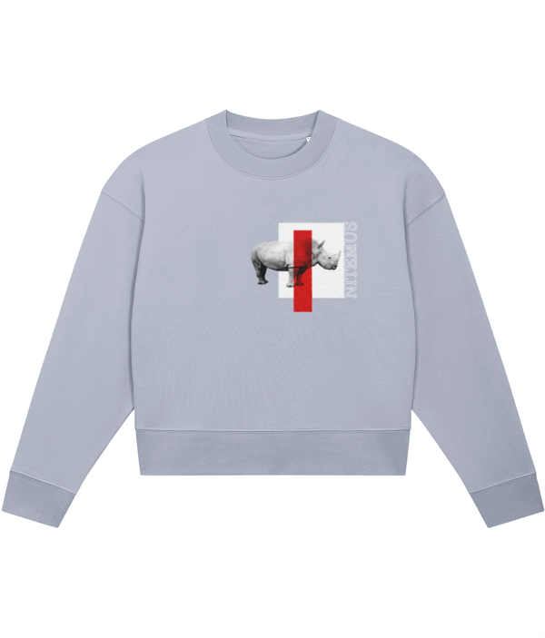 NITEMUS - Woman - Cropped Sweatshirt - White Rhino - Serene Blue - from size XS to size 2XL