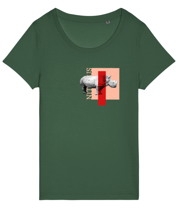 NITEMUS – Woman – T-shirt – White Rhino – Bottle Green - from size XS to size 2XL