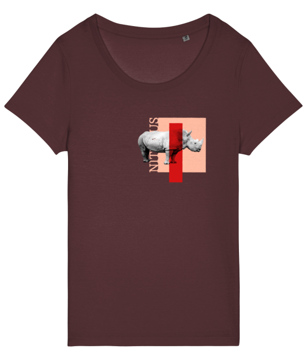 NITEMUS – Woman – T-shirt – White Rhino – Burgundy - from size XS to size 2XL