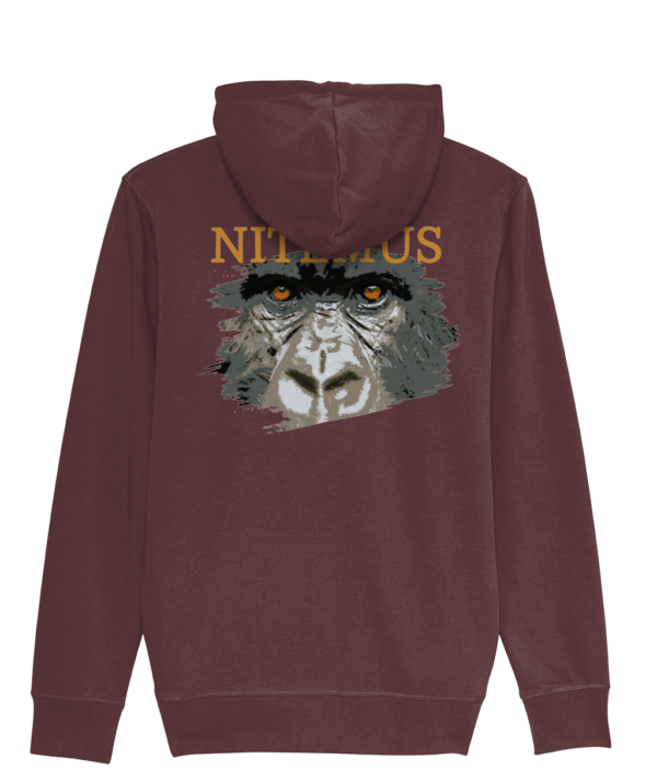 NITEMUS – Man – Zipped Hoodie – Cross River Gorilla – Burgundy - from size XS to size 3XL
