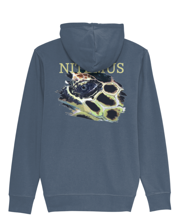 NITEMUS – Man – Zipped Hoodie – Hawksbill Sea Turtle – Dark Heather Blue - from size XS to size 3XL
