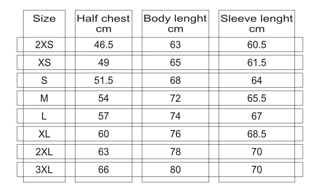 Size guide - Nitemus