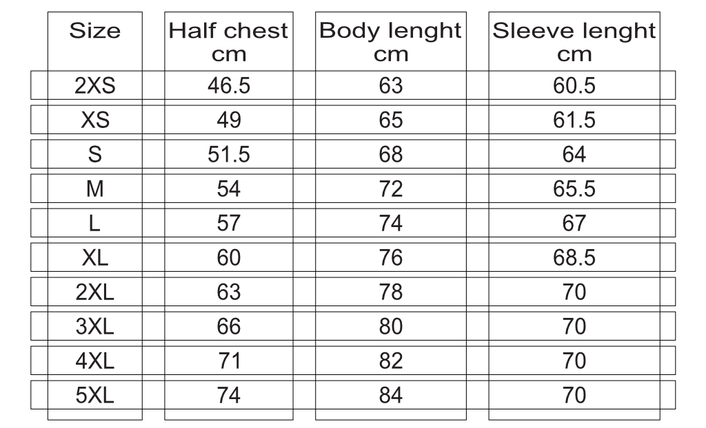 Size guide - Nitemus