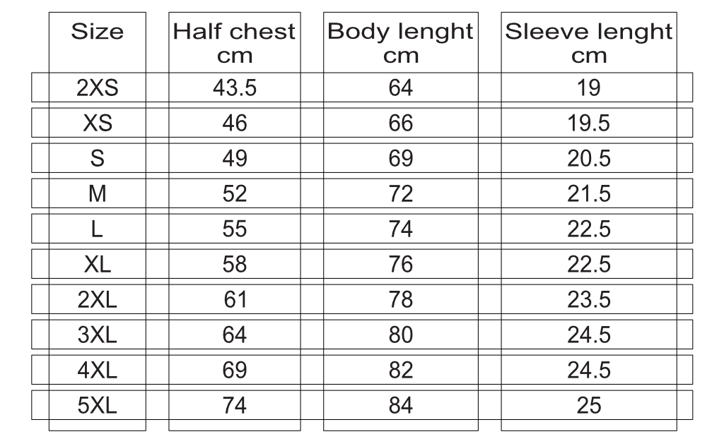 Size guide - Nitemus